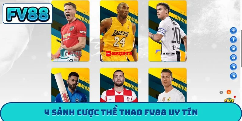 4 sảnh cược thể thao FV88 uy tín
