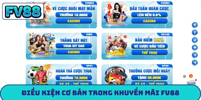 Khuyến Mãi fv88 Điều kiện cơ bản trong khuyến mãi FV88