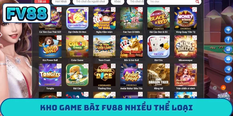 Kho game bài FV88 nhiều thể loại